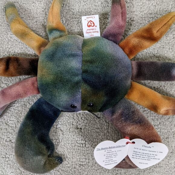 Ty Beanie Babies Claude The Crab Rare New with Tags 1996 - Picture 7 of 10